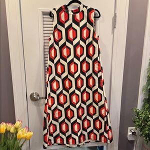 Frances Valentine Red, Black & White Geometric Shift Dress